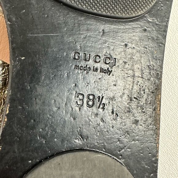 GUCCI Marmont Gold Sandal Size 38.5 US 8.5 Double GG Metallic Leather Flat Slide - Picture 13 of 15